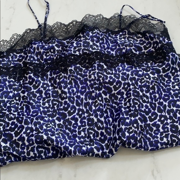 Victoria’s Secret lingerie Blue animal print leopard satin romper stretch - Picture 4 of 11